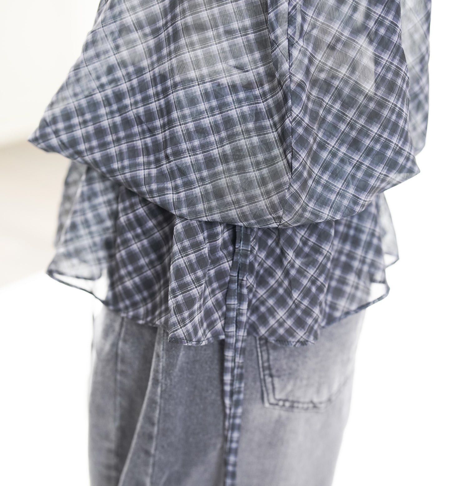 Sheer Plaid Camisole with Neck Strap
