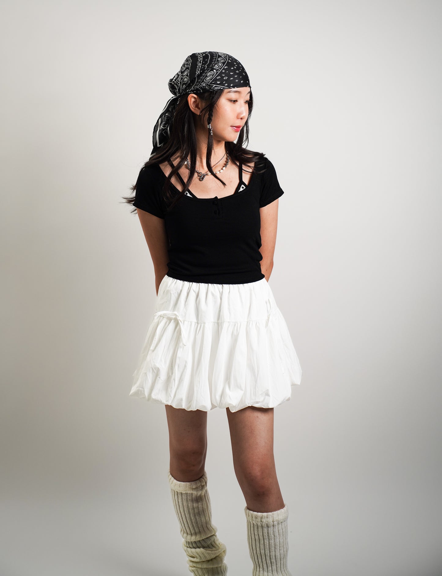 Fake Two-Piece Scoop Neck Tee with Inner Vest