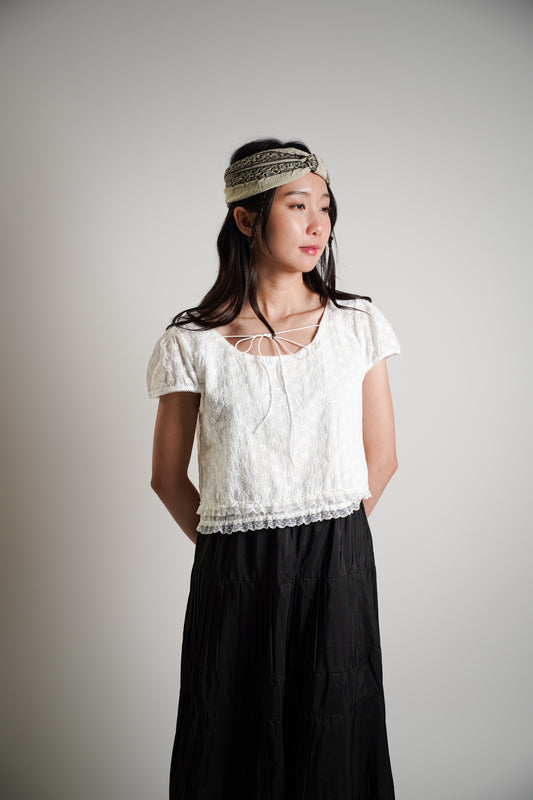 White Eyelet Lace Crop Top