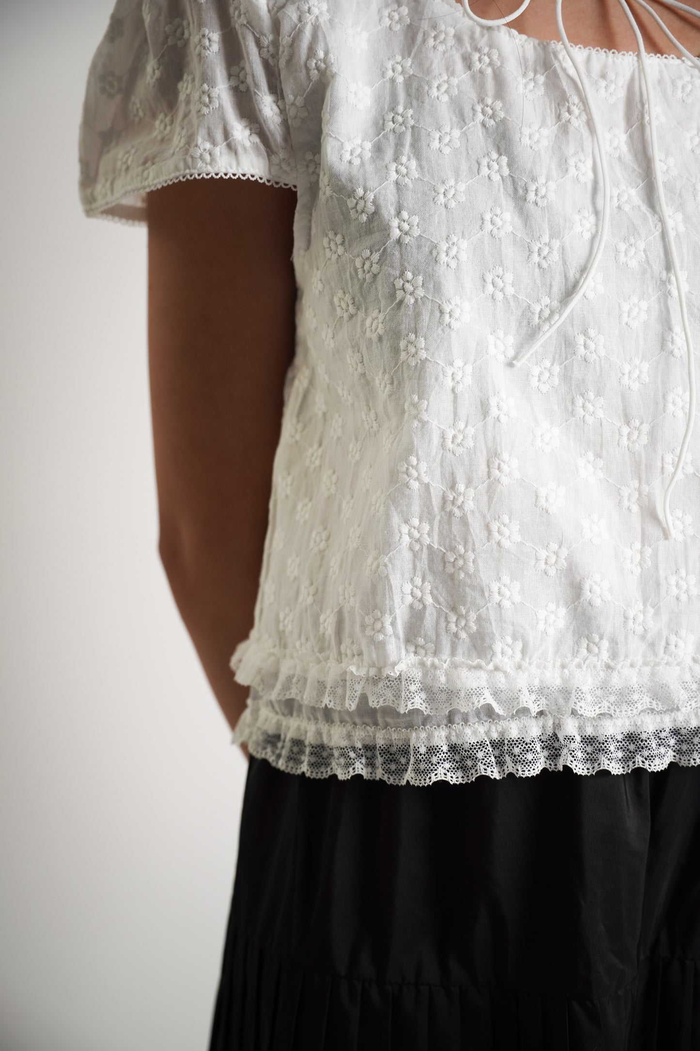 White Eyelet Lace Crop Top