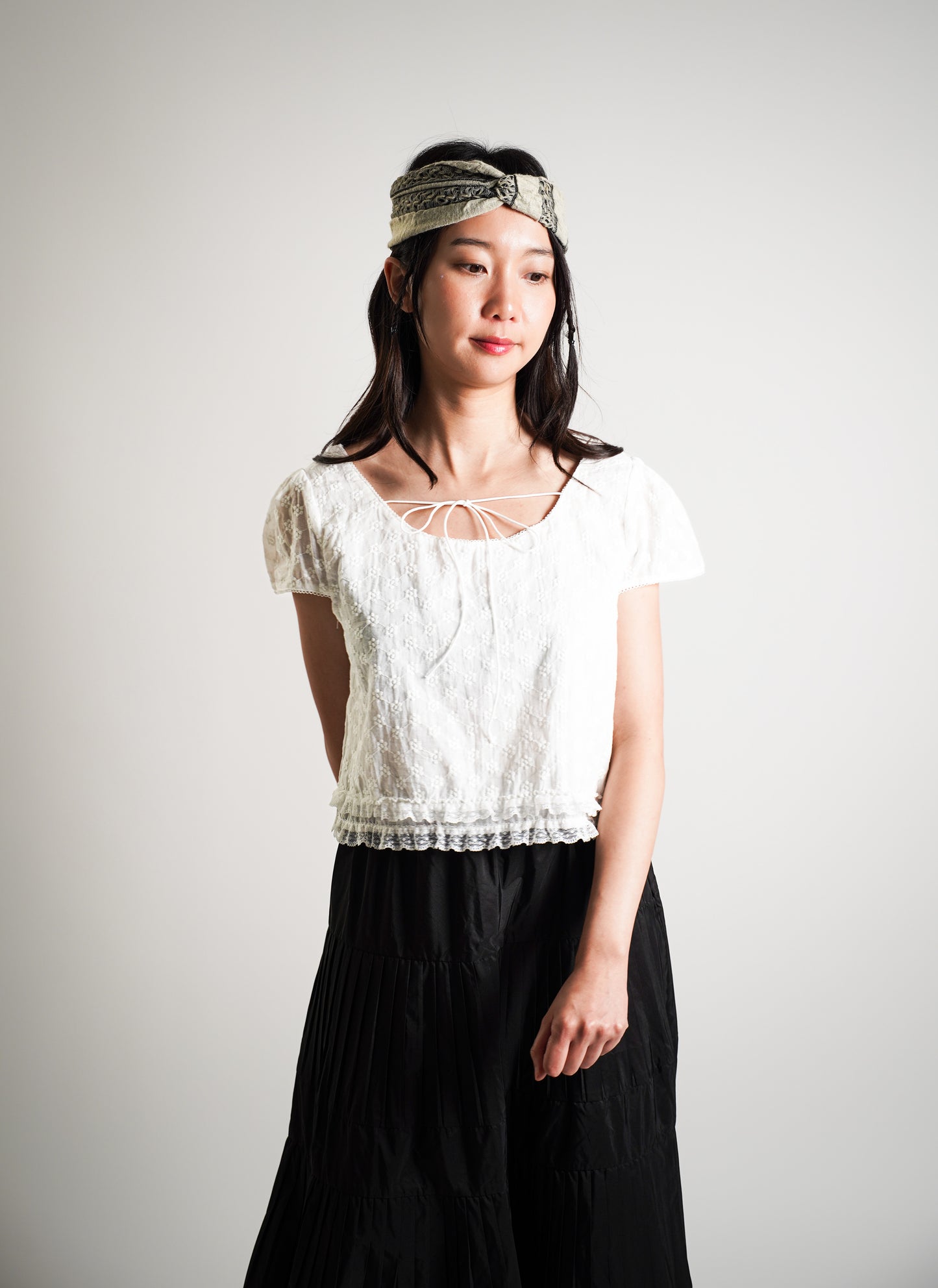 White Eyelet Lace Crop Top
