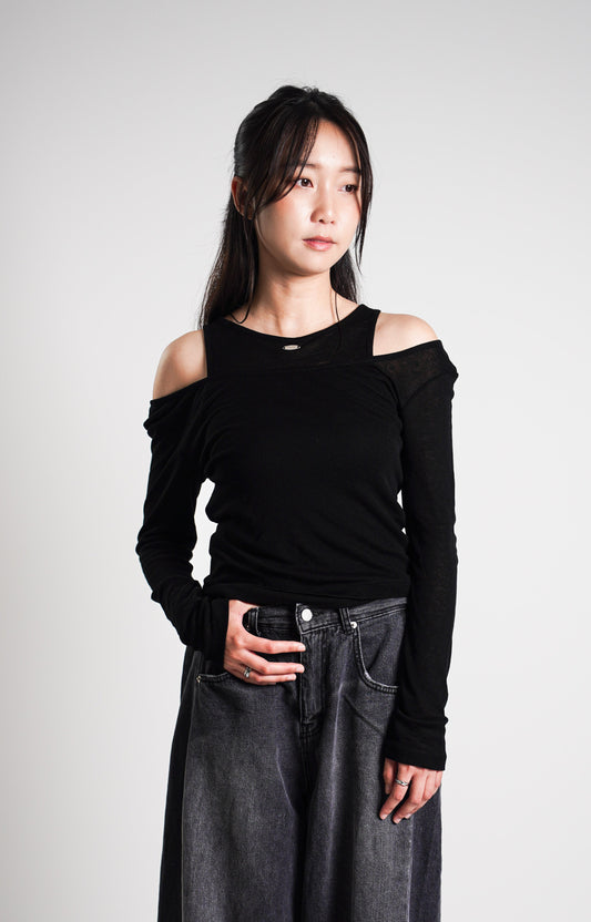 Cut-Out Shoulder Two-Piece Top Set