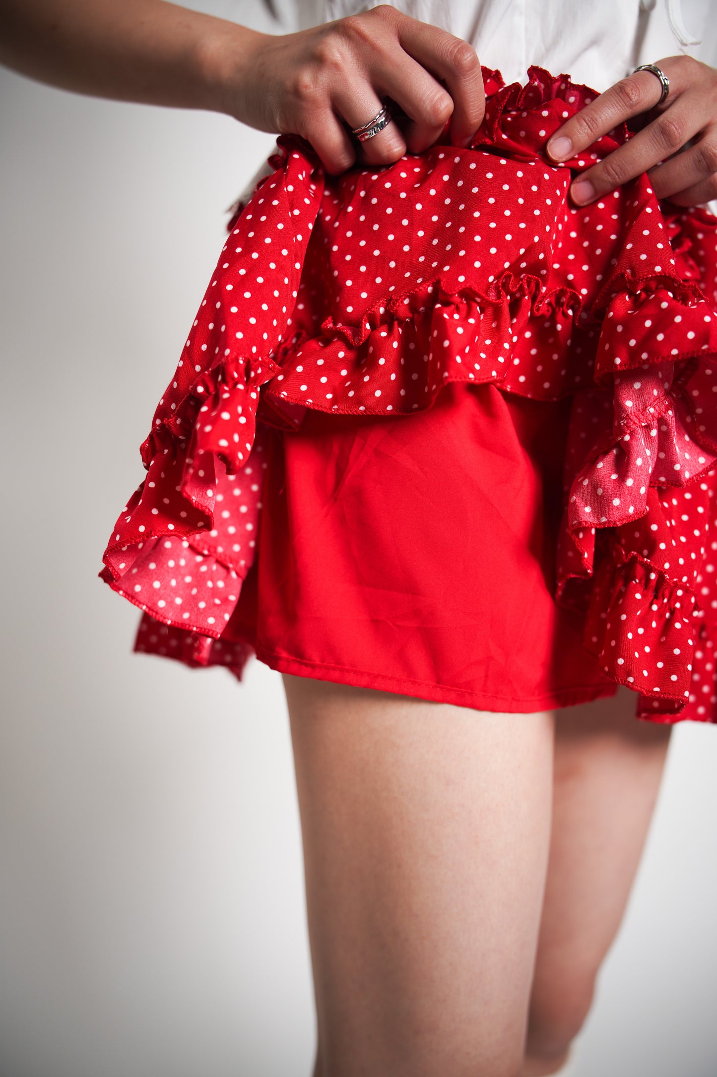 Ruffled Mini Skirt with Polka Dots