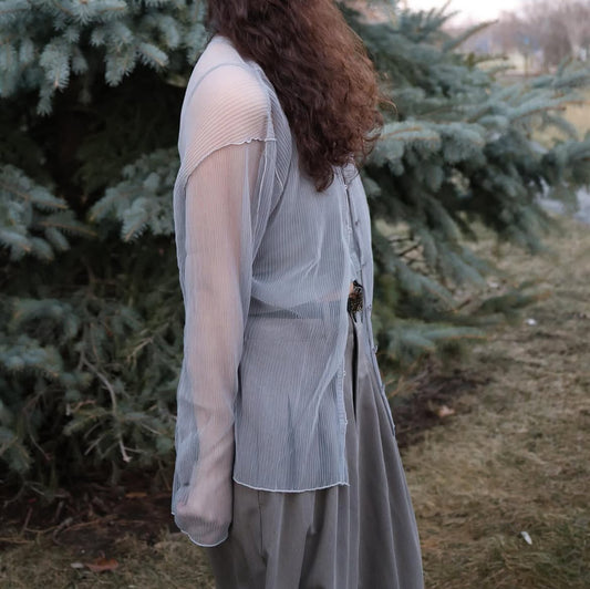 2-Way Tulle Cardigan Sweater