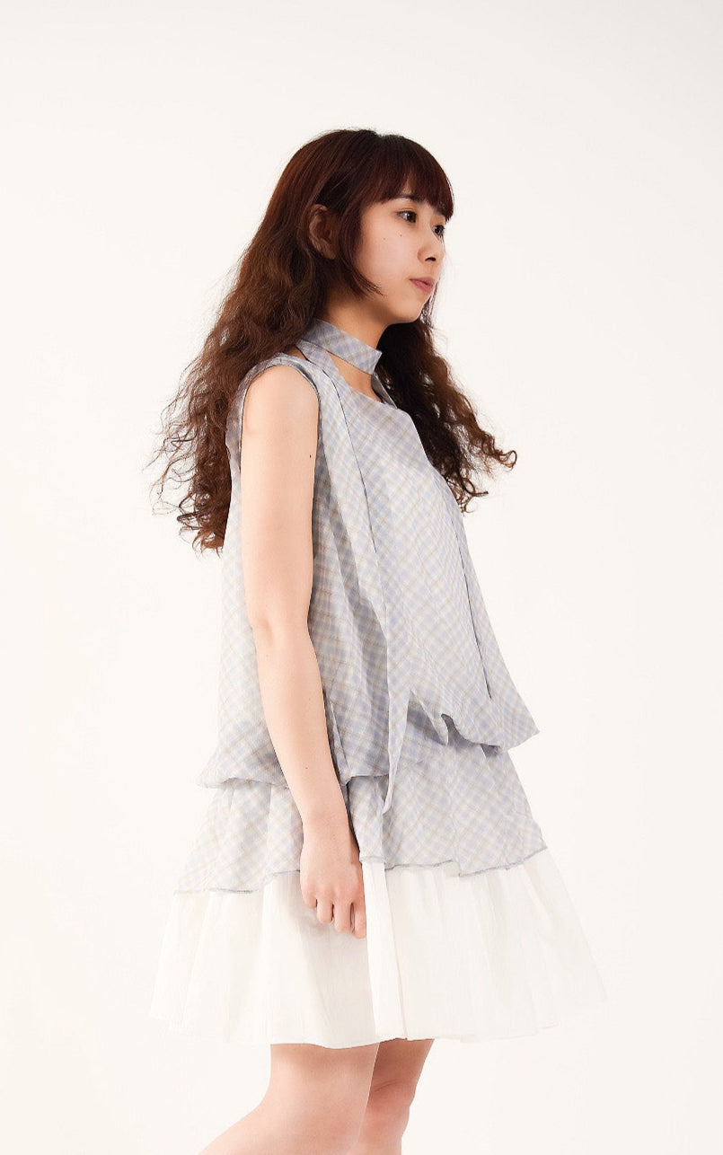Sheer Plaid Camisole with Neck Strap