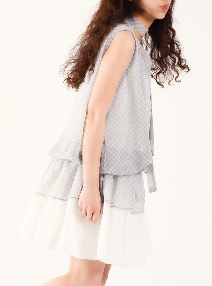 Sheer Plaid Camisole with Neck Strap