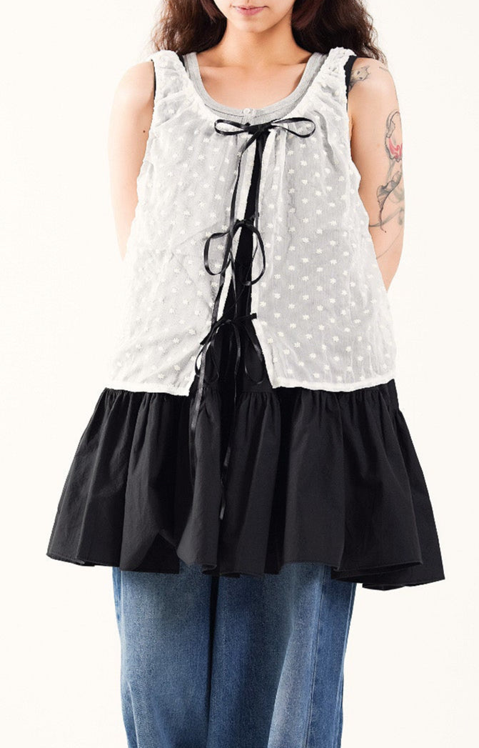 Floral Whisper Lace-Up Top