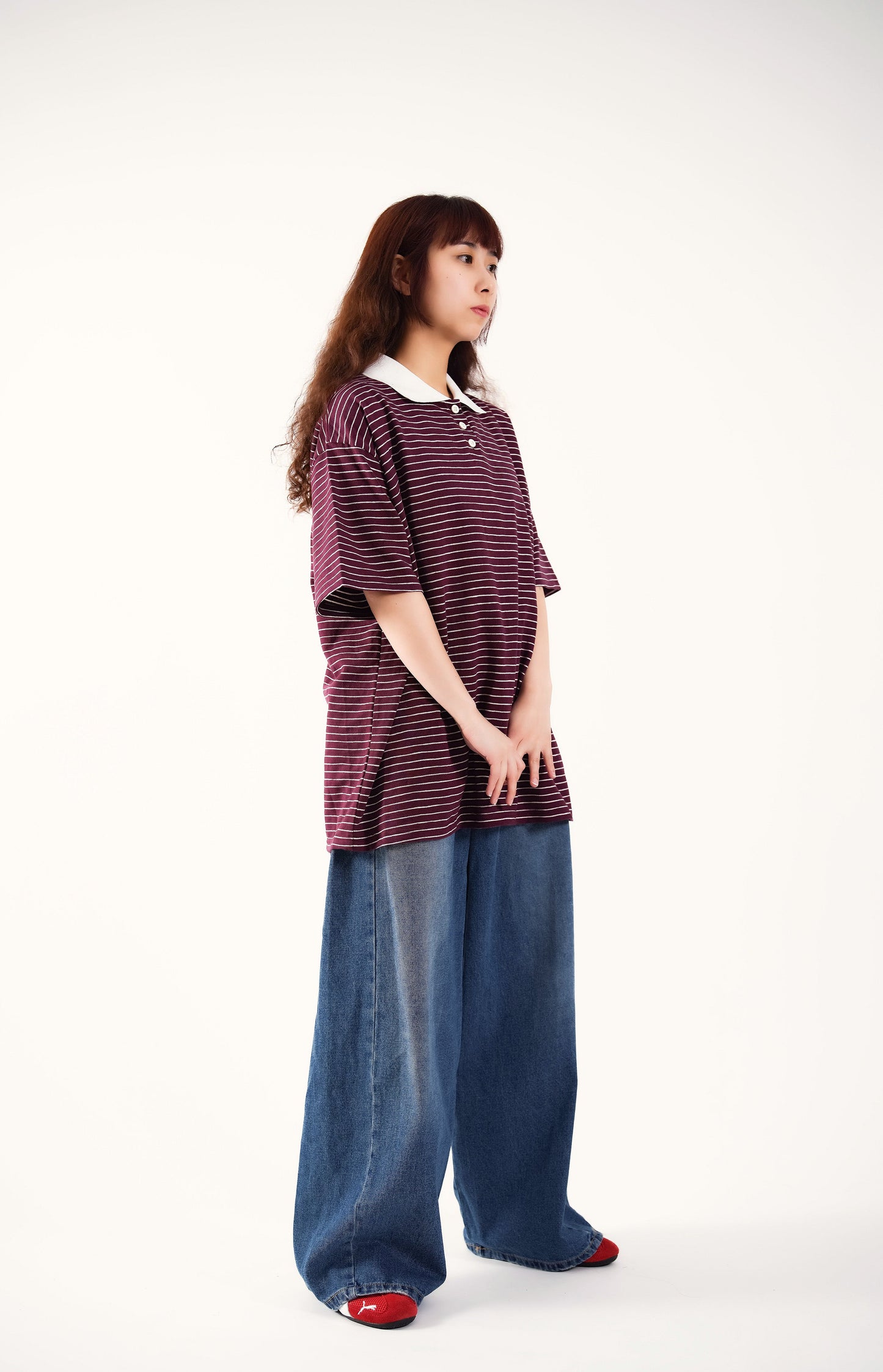 Maroon Striped Polo