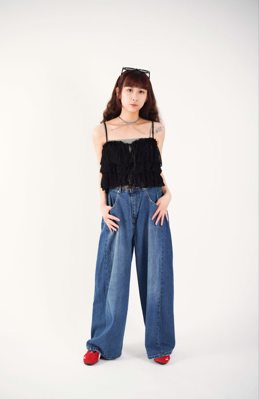 Embroidered Ruffle Camisole Top