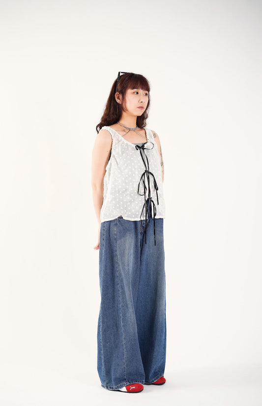 Floral Whisper Lace-Up Top