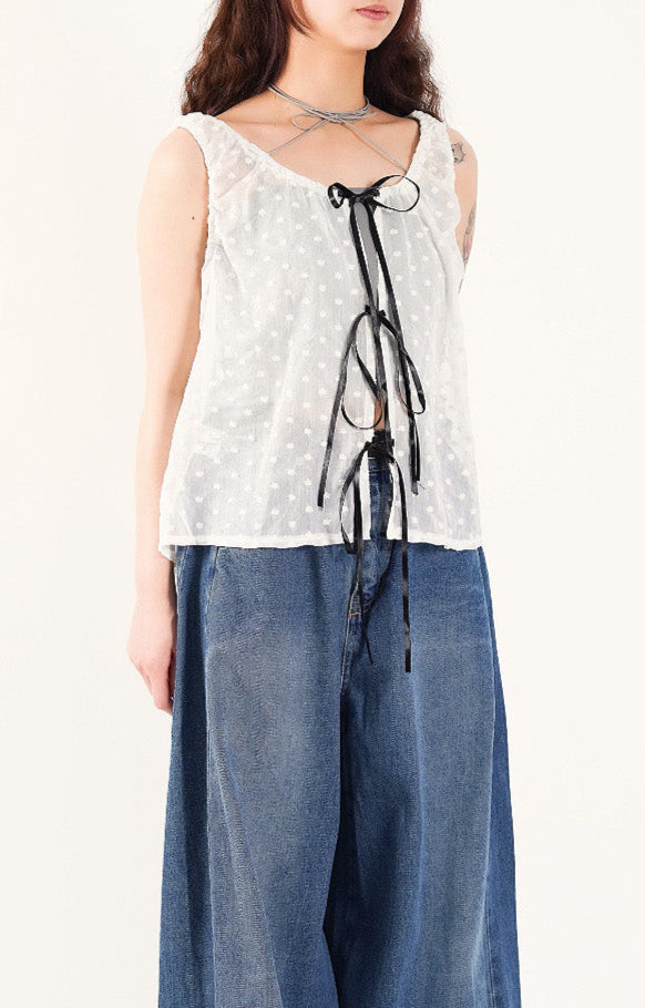 Floral Whisper Lace-Up Top
