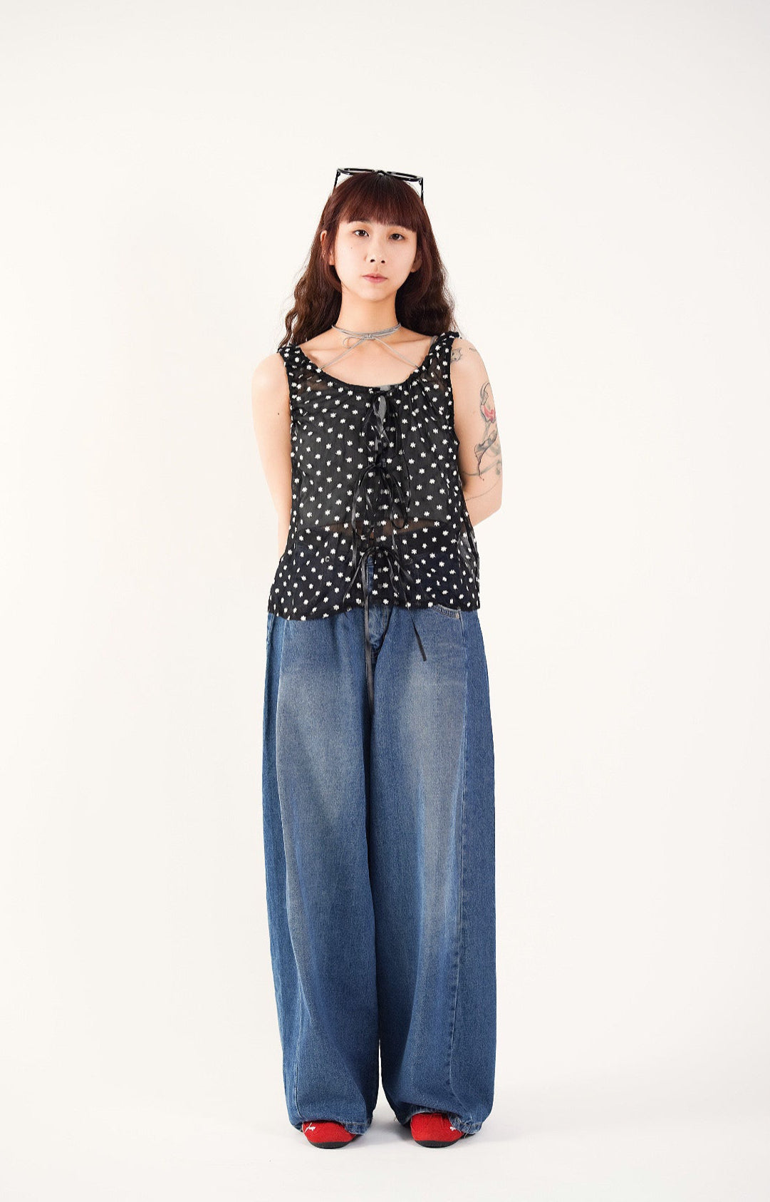Floral Whisper Lace-Up Top