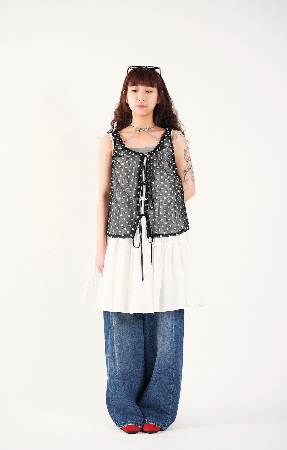Floral Whisper Lace-Up Top