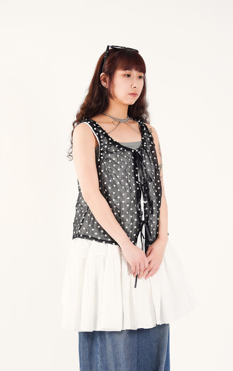 Floral Whisper Lace-Up Top