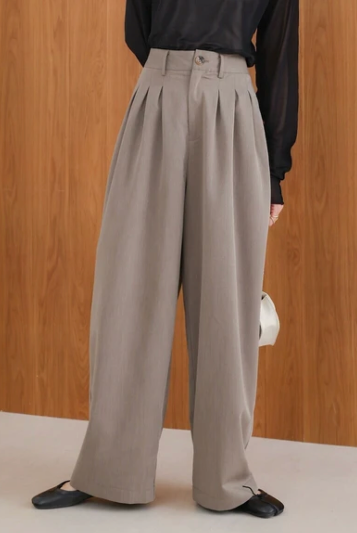 Front Pleated Wide Pants