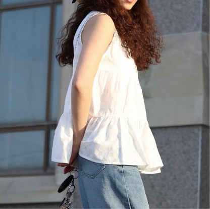 Tiered Polka Dot Cotton Tank