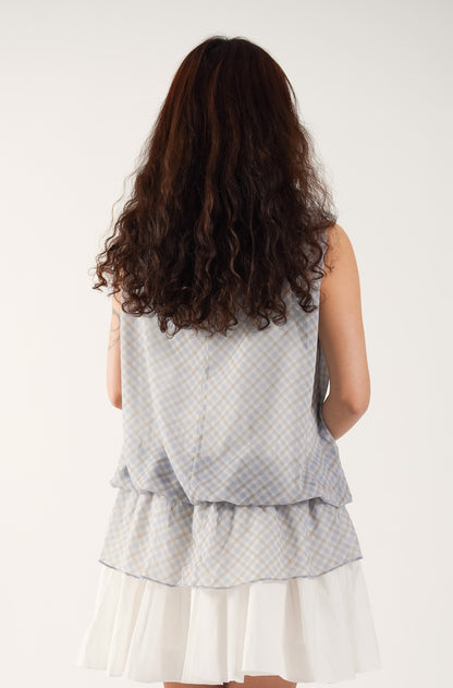 Sheer Plaid Camisole with Neck Strap