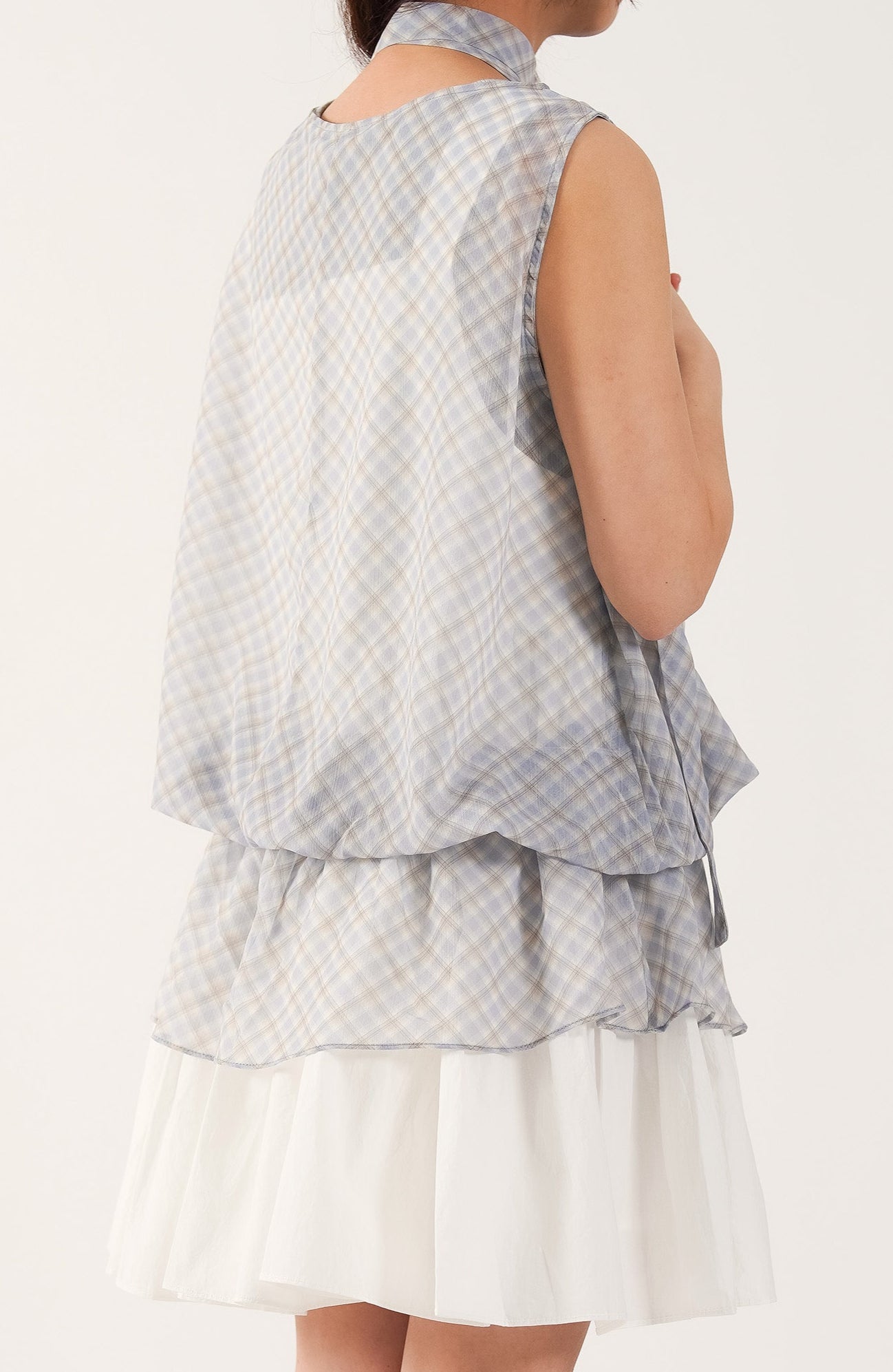 Sheer Plaid Camisole with Neck Strap