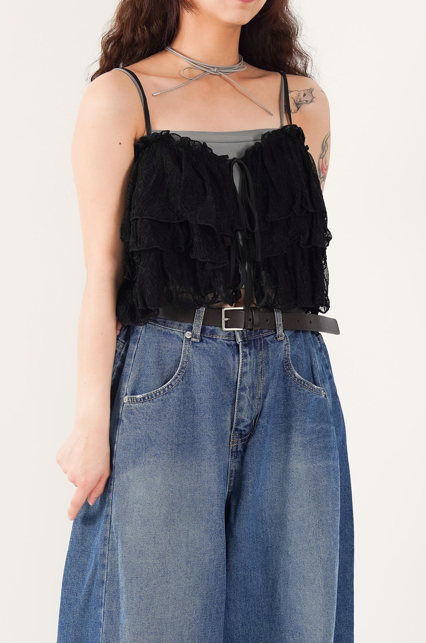 Embroidered Ruffle Camisole Top