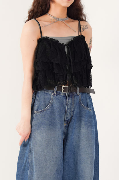 Embroidered Ruffle Camisole Top