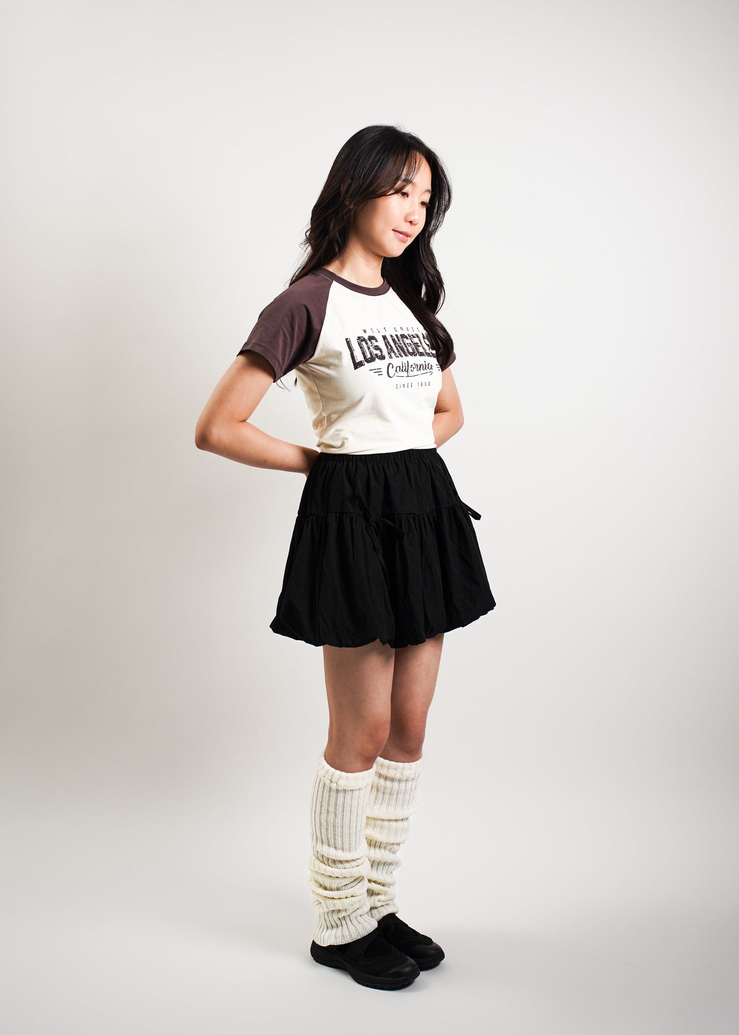 Puff Mini Skirt with Built-in Lining and Bows