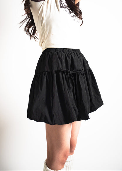 Puff Mini Skirt with Built-in Lining and Bows