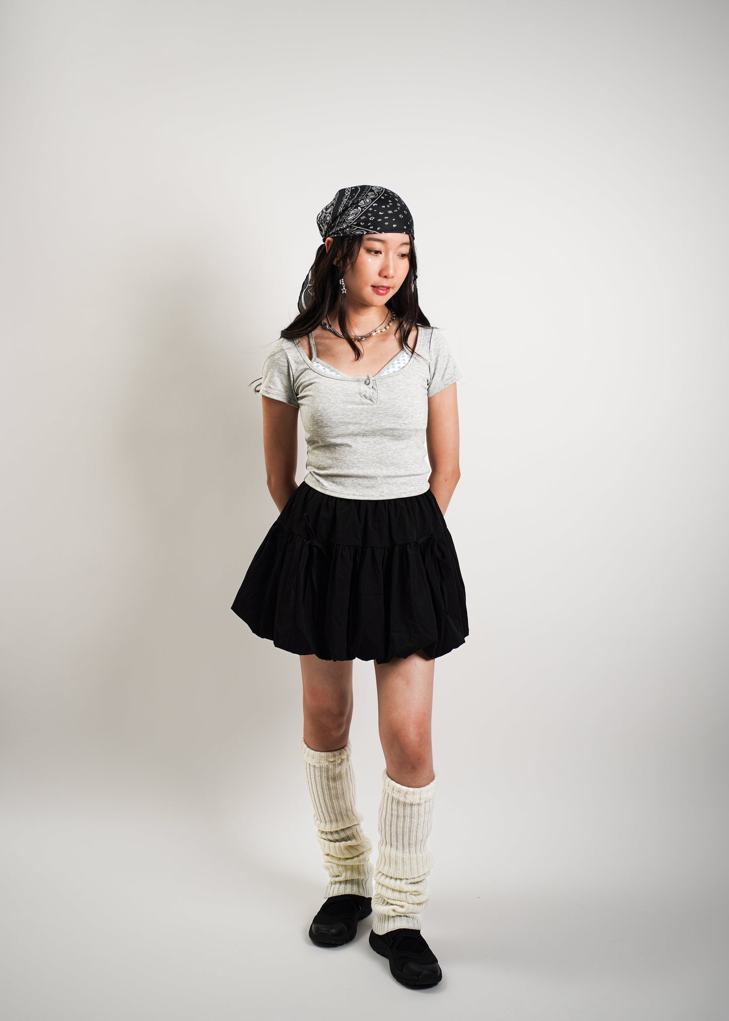 Fake Two-Piece Scoop Neck Tee with Inner Vest