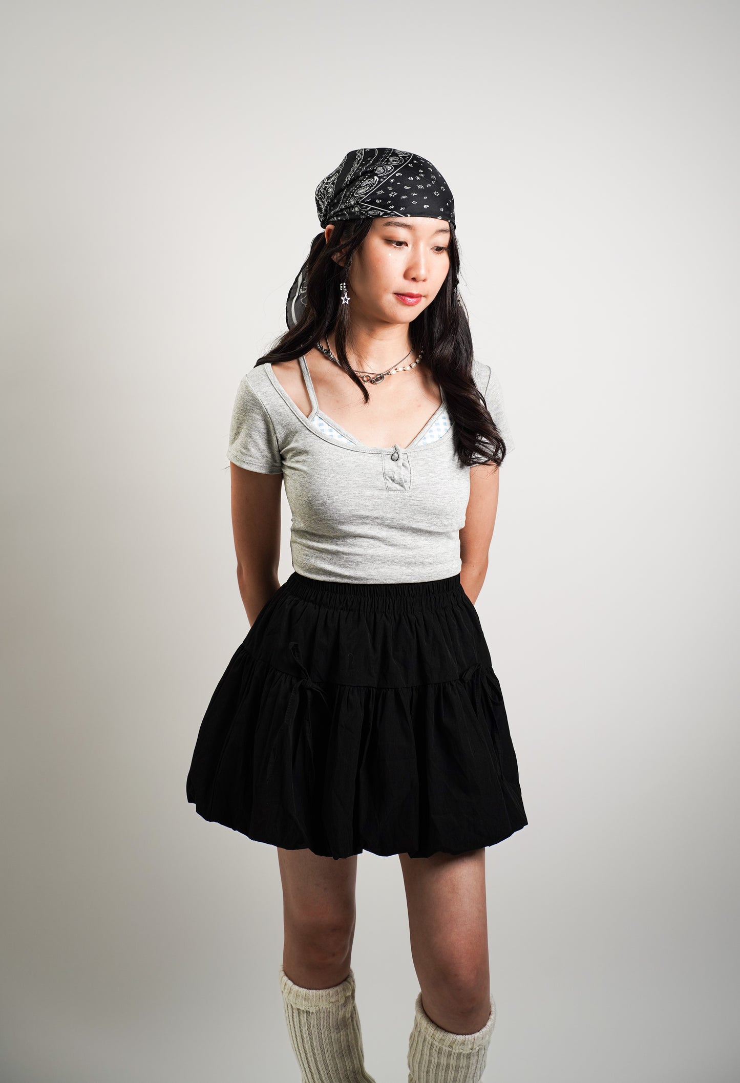 Fake Two-Piece Scoop Neck Tee with Inner Vest