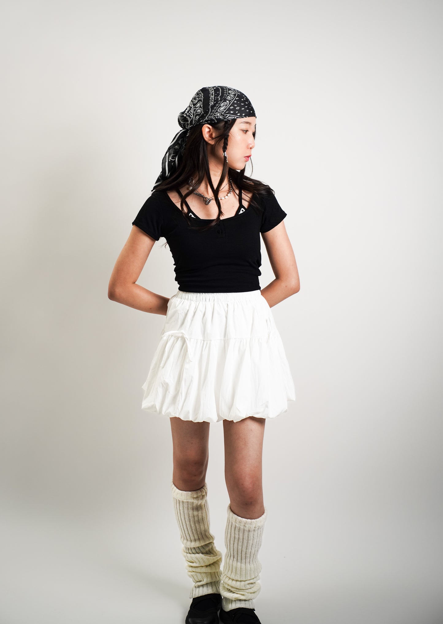 Fake Two-Piece Scoop Neck Tee with Inner Vest