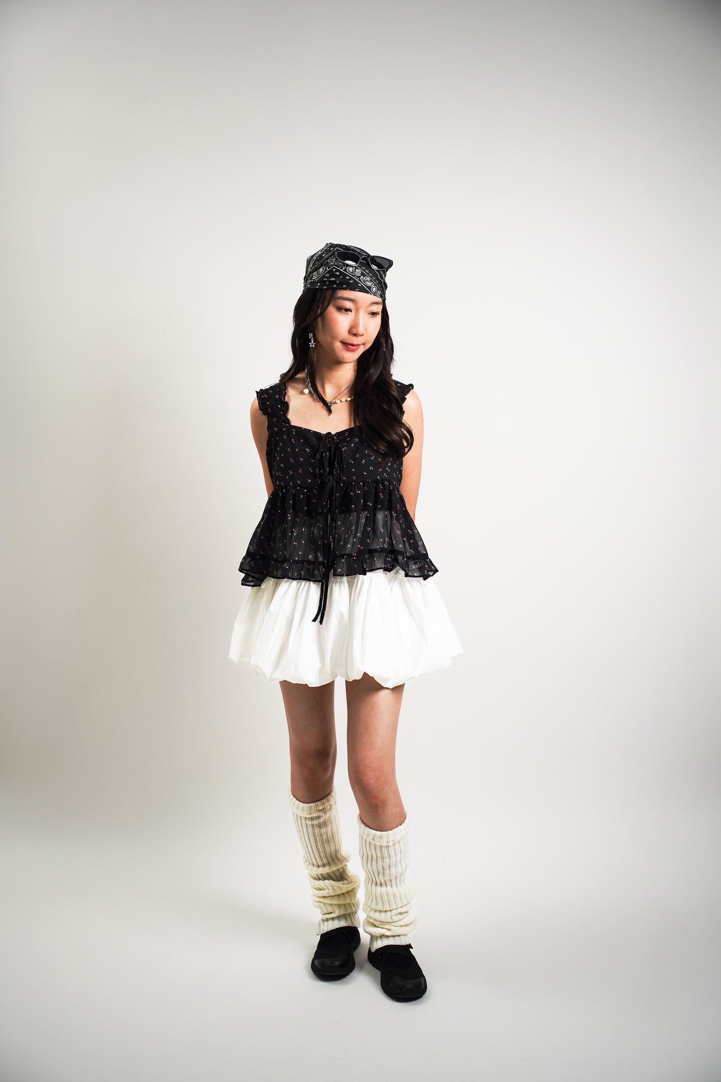 Floral Chiffon Tie-Front Peplum Blouse