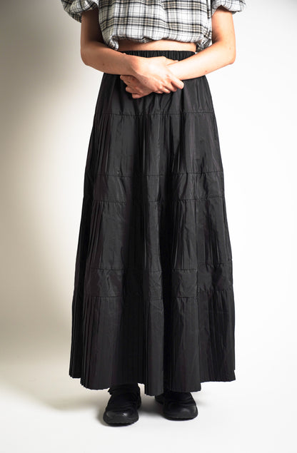 Pleated Flared Long Skirt