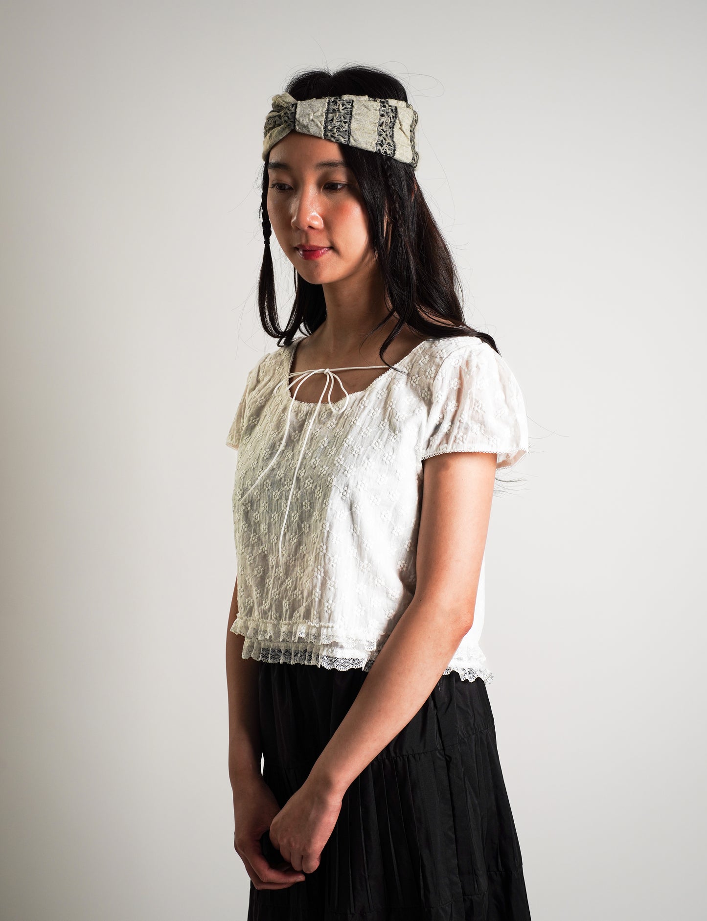 White Eyelet Lace Crop Top