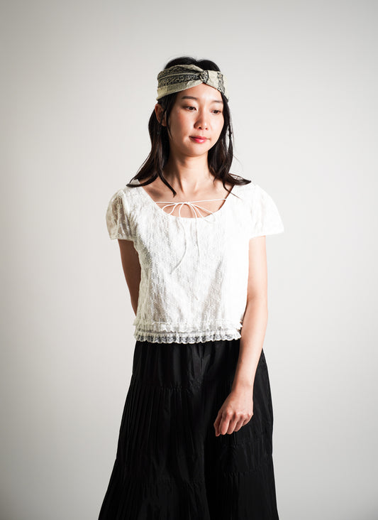 White Eyelet Lace Crop Top
