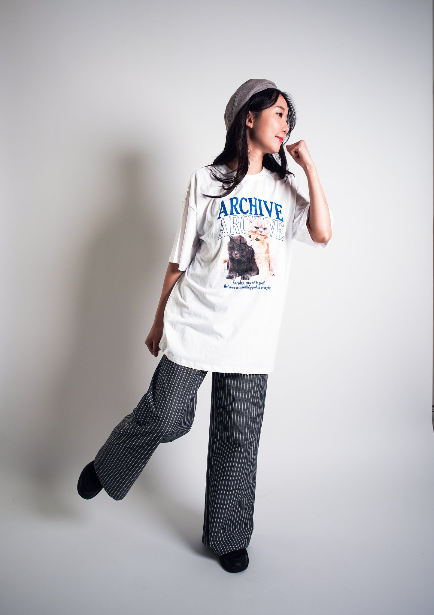 Pinstripe Wide-Leg Drawstring Pants
