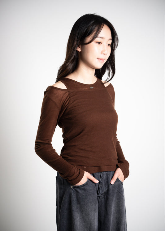 Cut-Out Shoulder Two-Piece Top Set