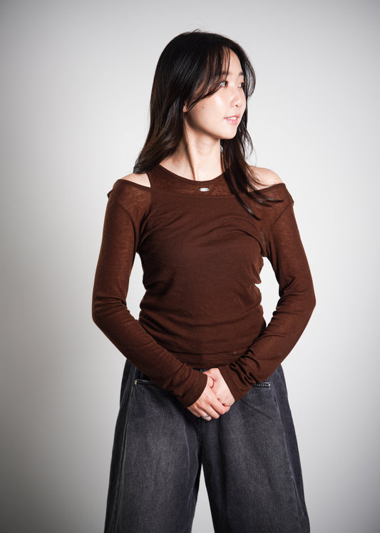 Cut-Out Shoulder Two-Piece Top Set