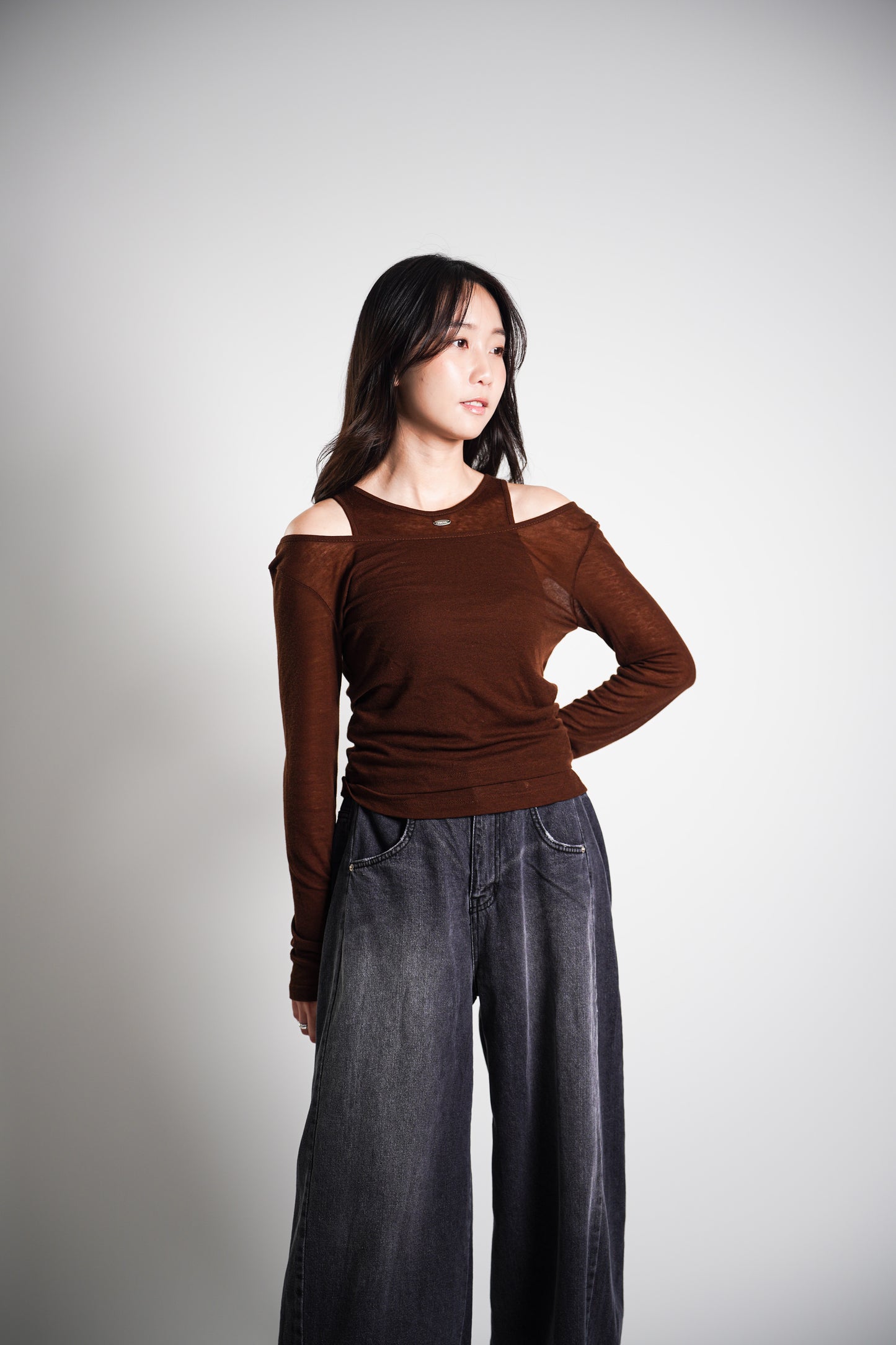 Cut-Out Shoulder Two-Piece Top Set