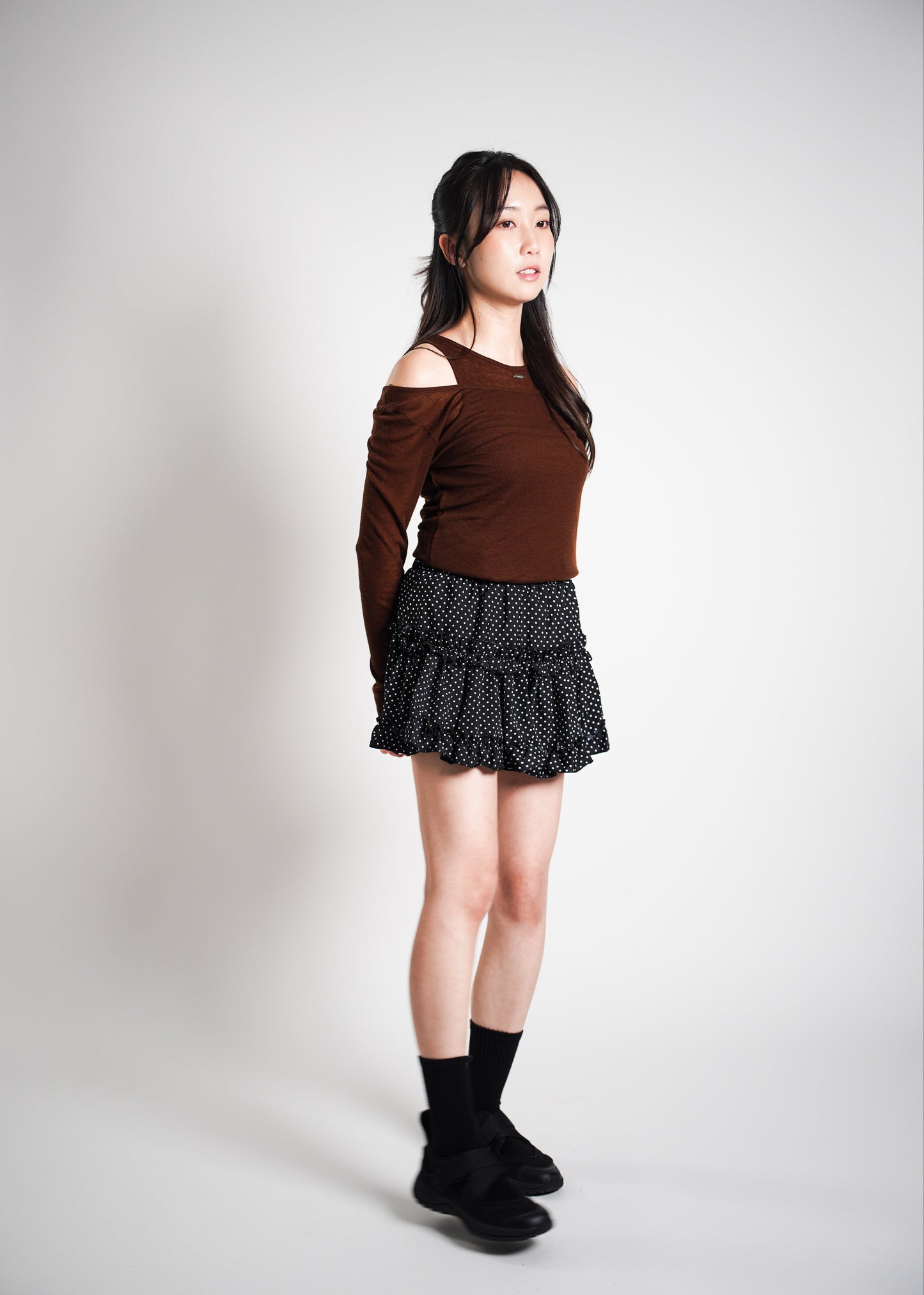 Ruffled Mini Skirt with Polka Dots