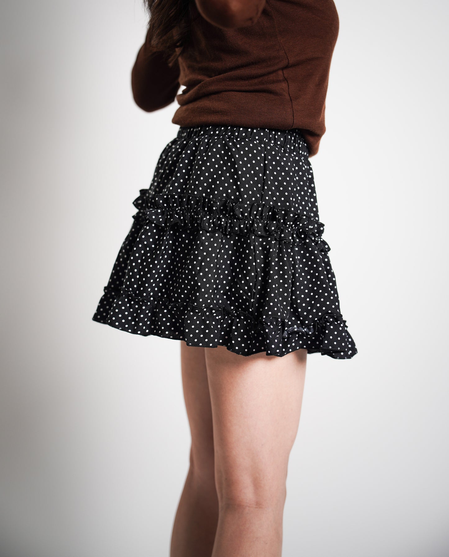 Ruffled Mini Skirt with Polka Dots