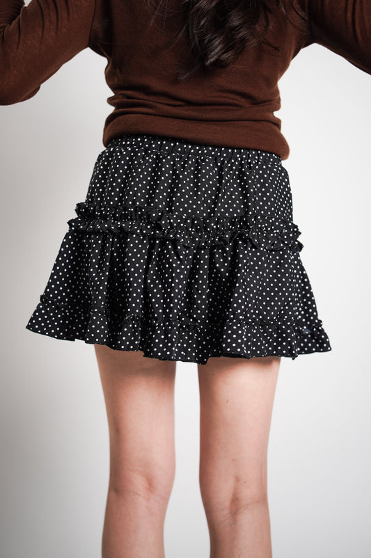 Ruffled Mini Skirt with Polka Dots