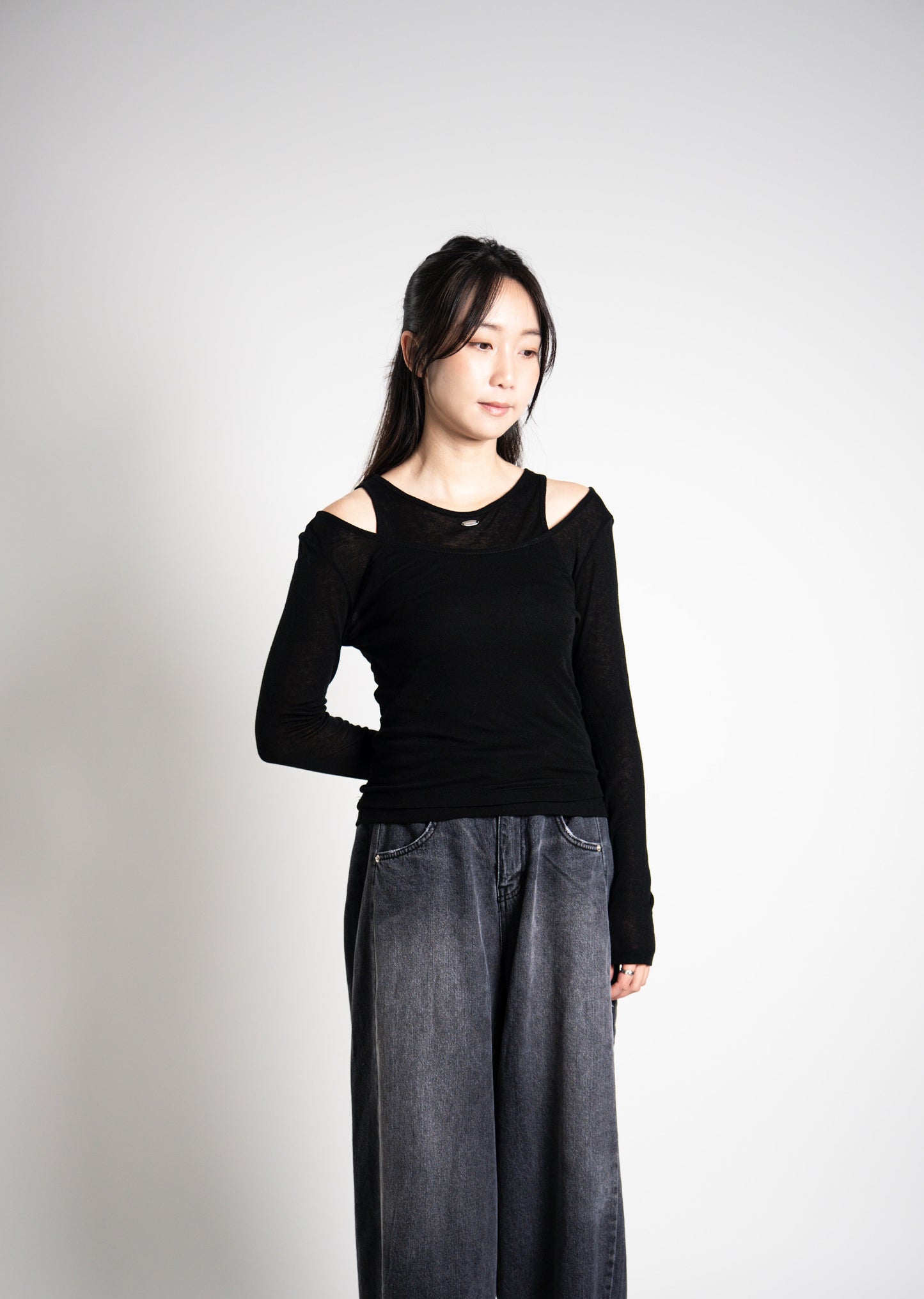 Cut-Out Shoulder Two-Piece Top Set