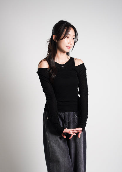 Cut-Out Shoulder Two-Piece Top Set