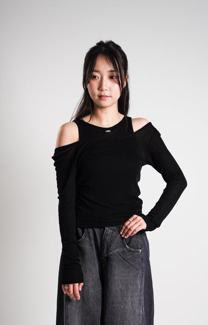 Cut-Out Shoulder Two-Piece Top Set