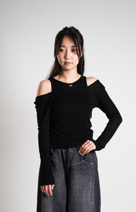 Cut-Out Shoulder Two-Piece Top Set