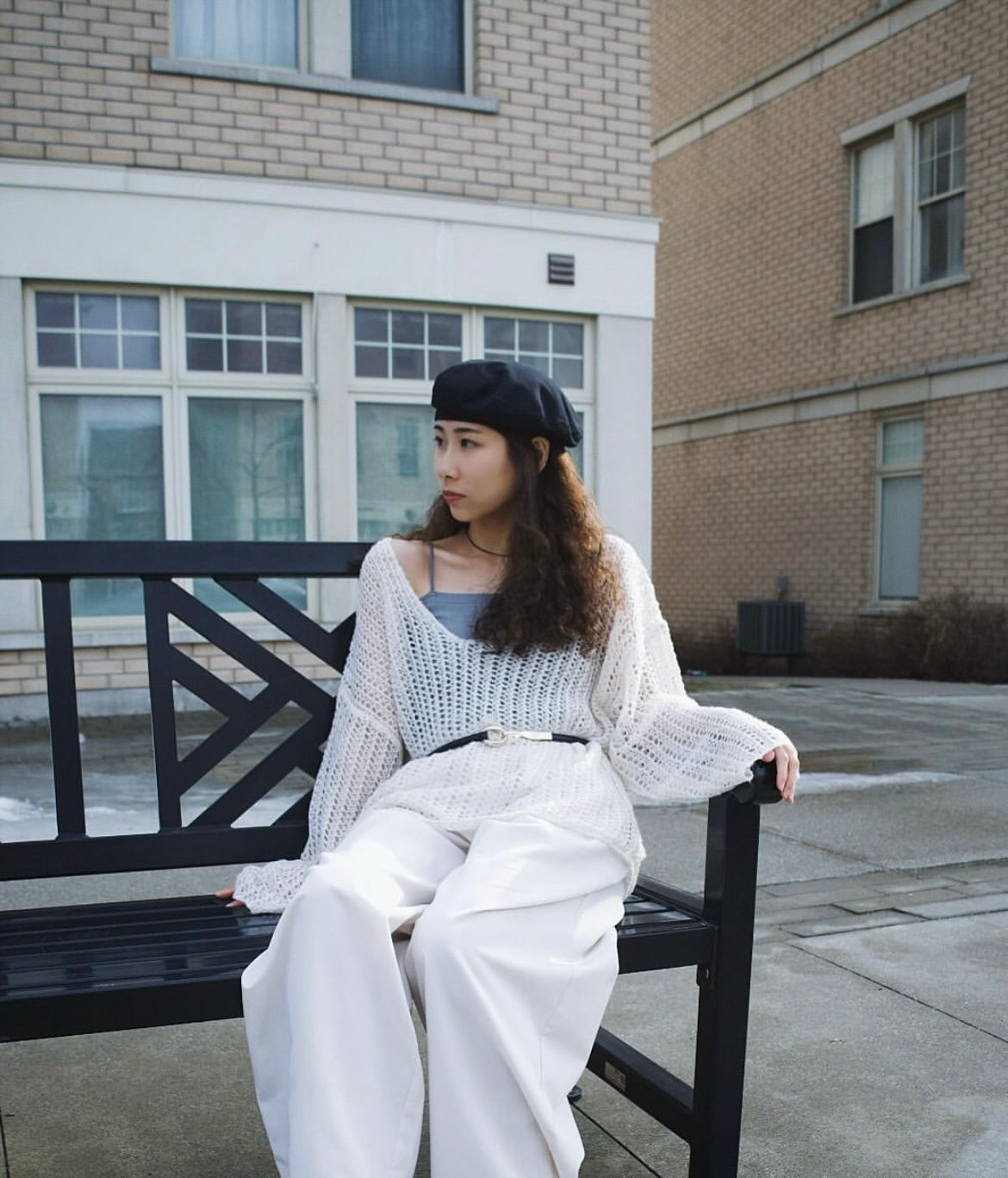 Mohair V-Neck Sheer Knitwear