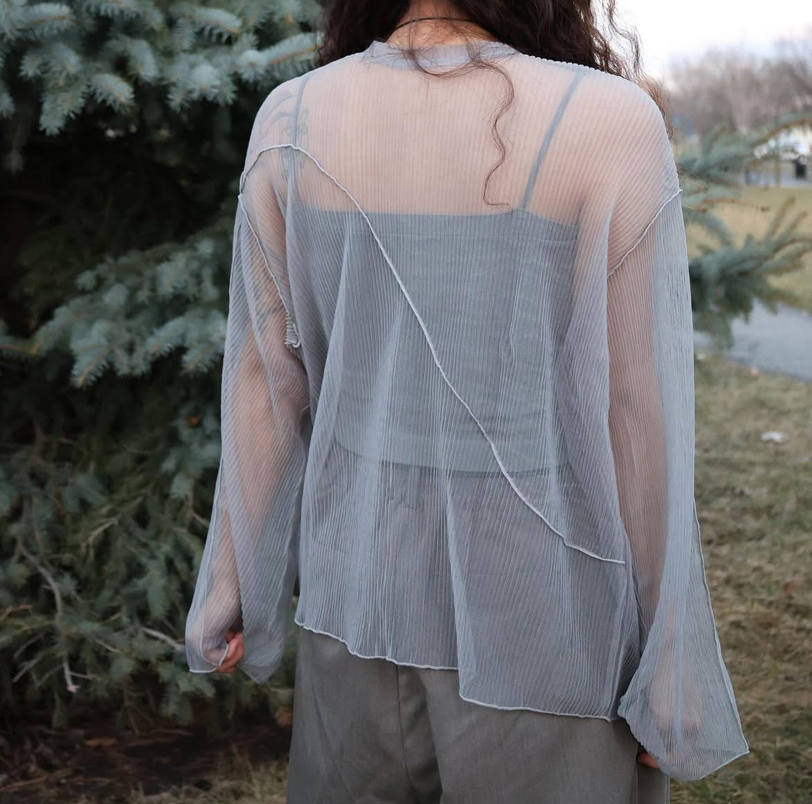 2-Way Tulle Cardigan Sweater