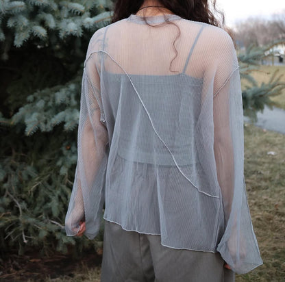2-Way Tulle Cardigan Sweater