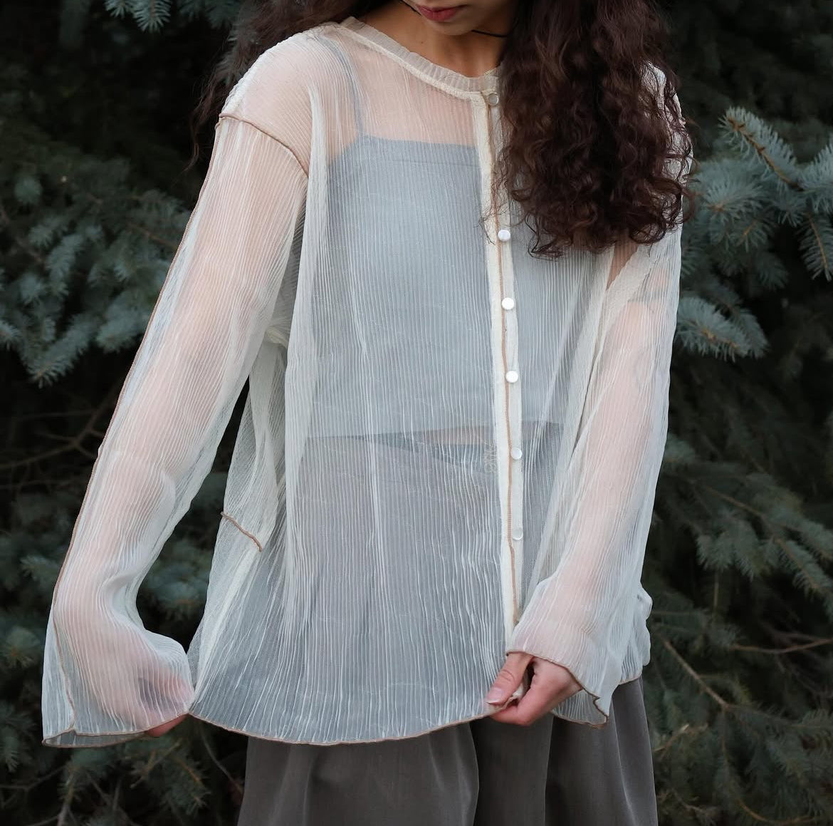 2-Way Tulle Cardigan Sweater