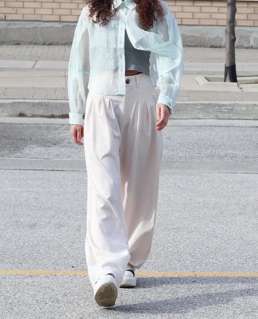 Front Pleated Wide Pants
