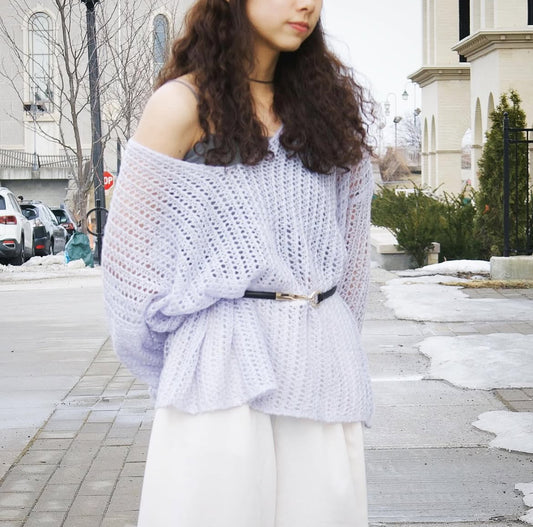 Mohair V-Neck Sheer Knitwear